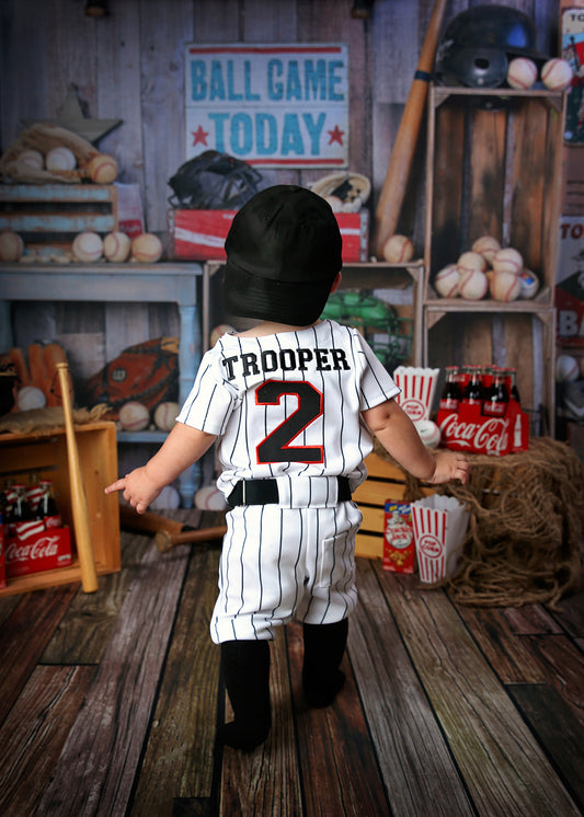 Black Pinstripe Baseball Outfit - EMBROIDERED Baseball Jersey and pants