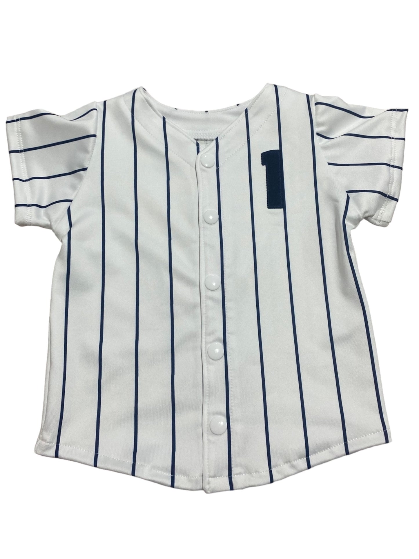 Navy Pinstripe Baseball Outfit - EMBROIDERED Baseball Jersey and pants
