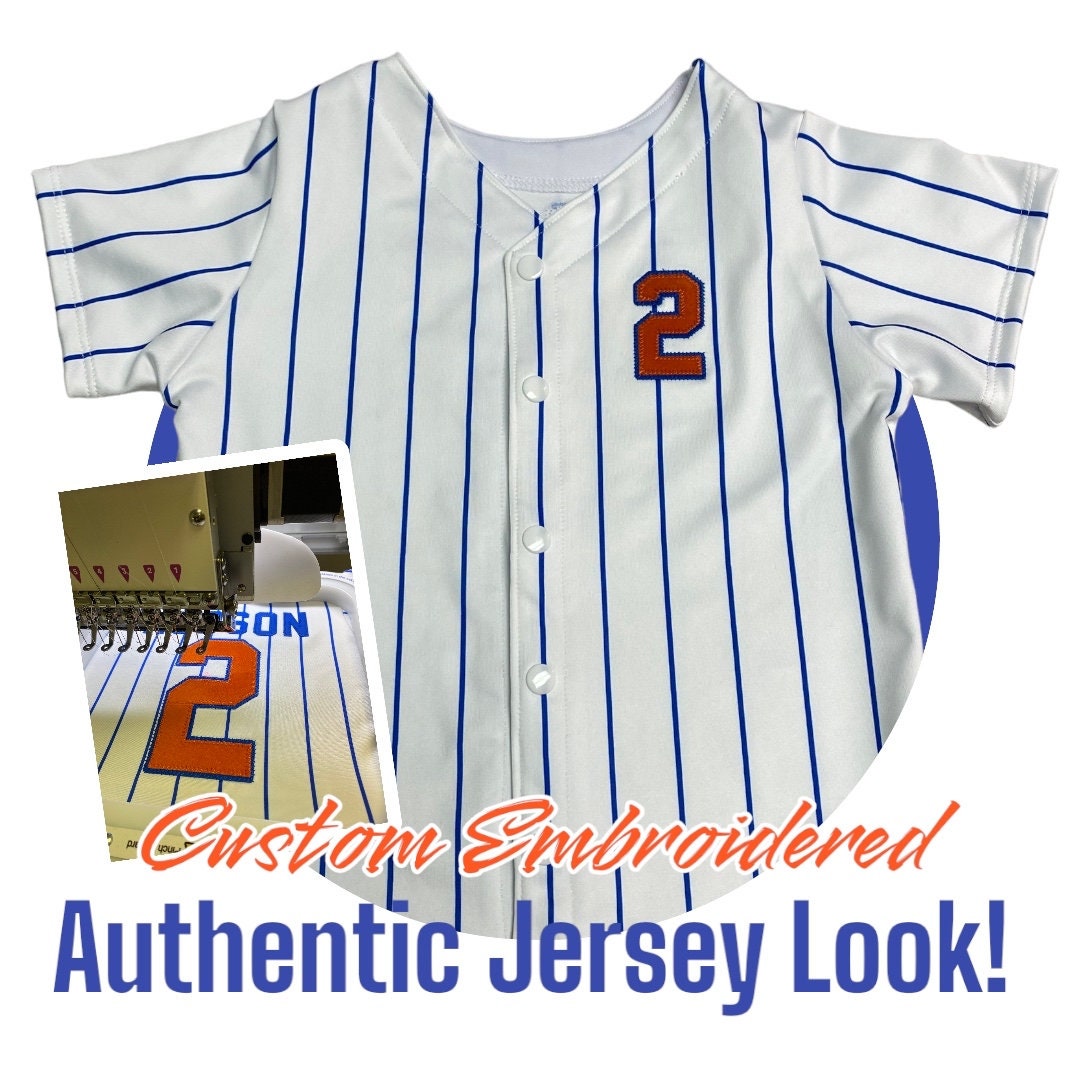 Royal Blue Pinstripe Baseball Outfit -  EMBROIDERED Baseball Jersey and pants