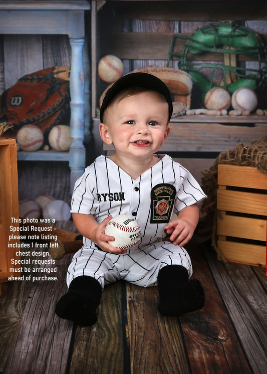 Black Pinstripe Baseball Outfit -  EMBROIDERED Baseball Jersey and pants